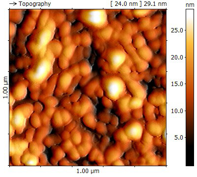 Nanopartikel auf Silizium, Topographie